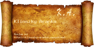 Klinszky Aranka névjegykártya